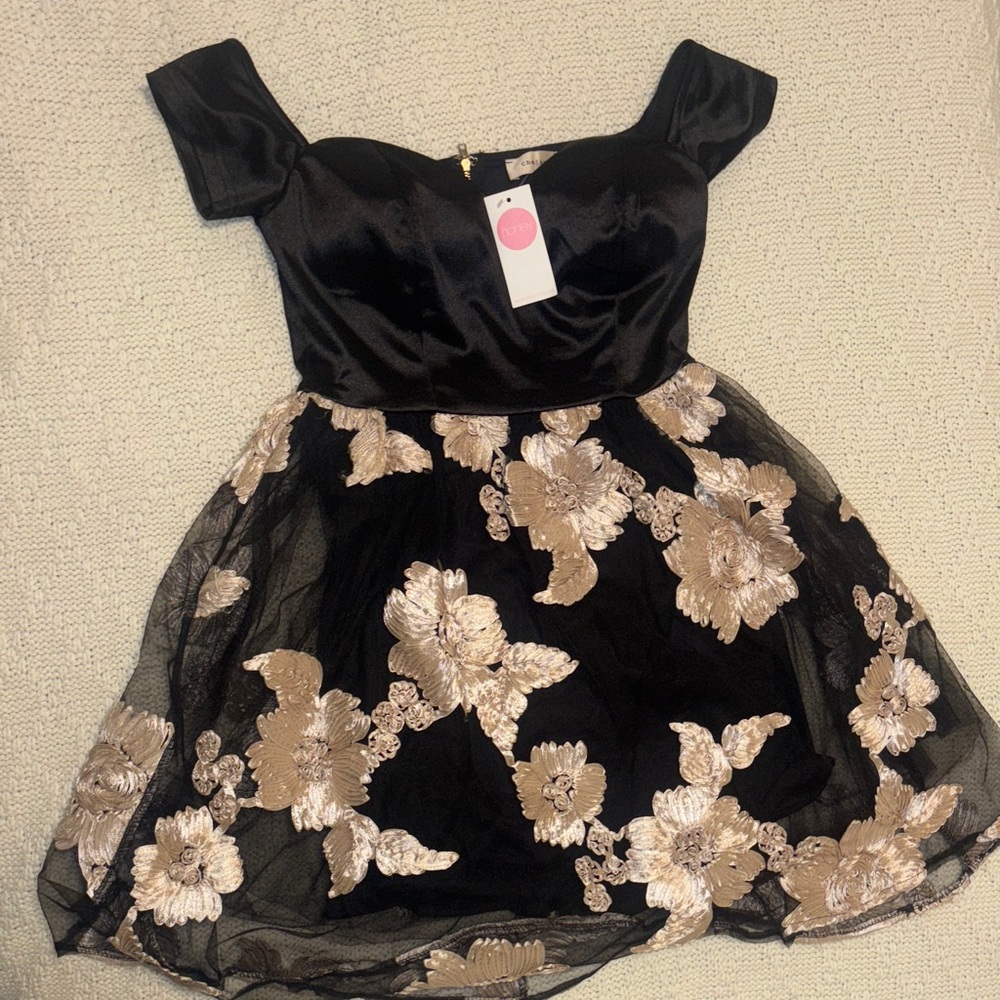 NWT Black and Gold Dress - Honey - Small